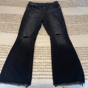 Bell bottom distressed black jeans